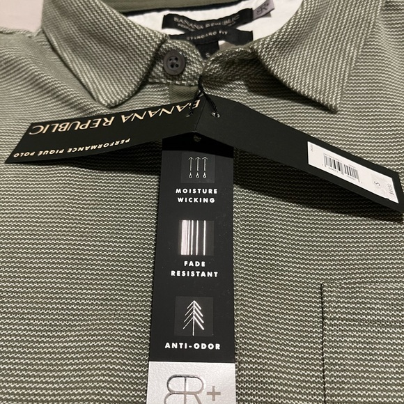 Banana Republic NWT Mens Green w/ White Stripes Polo Small - Picture 3 of 5